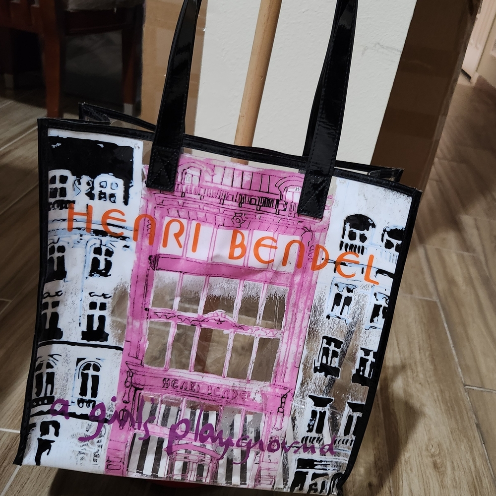 Henri Bendel Pink and Black Mixed Media Art Bag